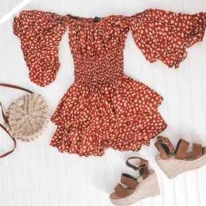 Off the shoulder cheetah print dress